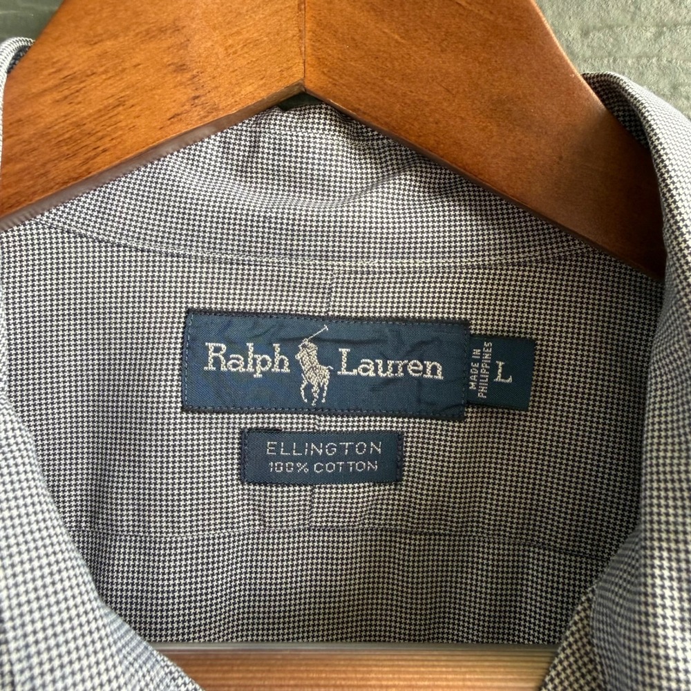 Ralph Lauren Ellington 100% Cotton Button Front Dress Shirt Gray Large - Picture 4 of 8